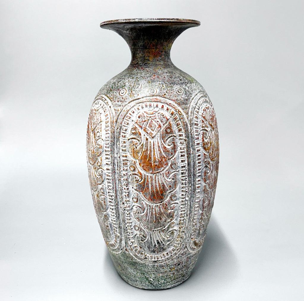 Large Antique Sgraffito Vase | Set of 2