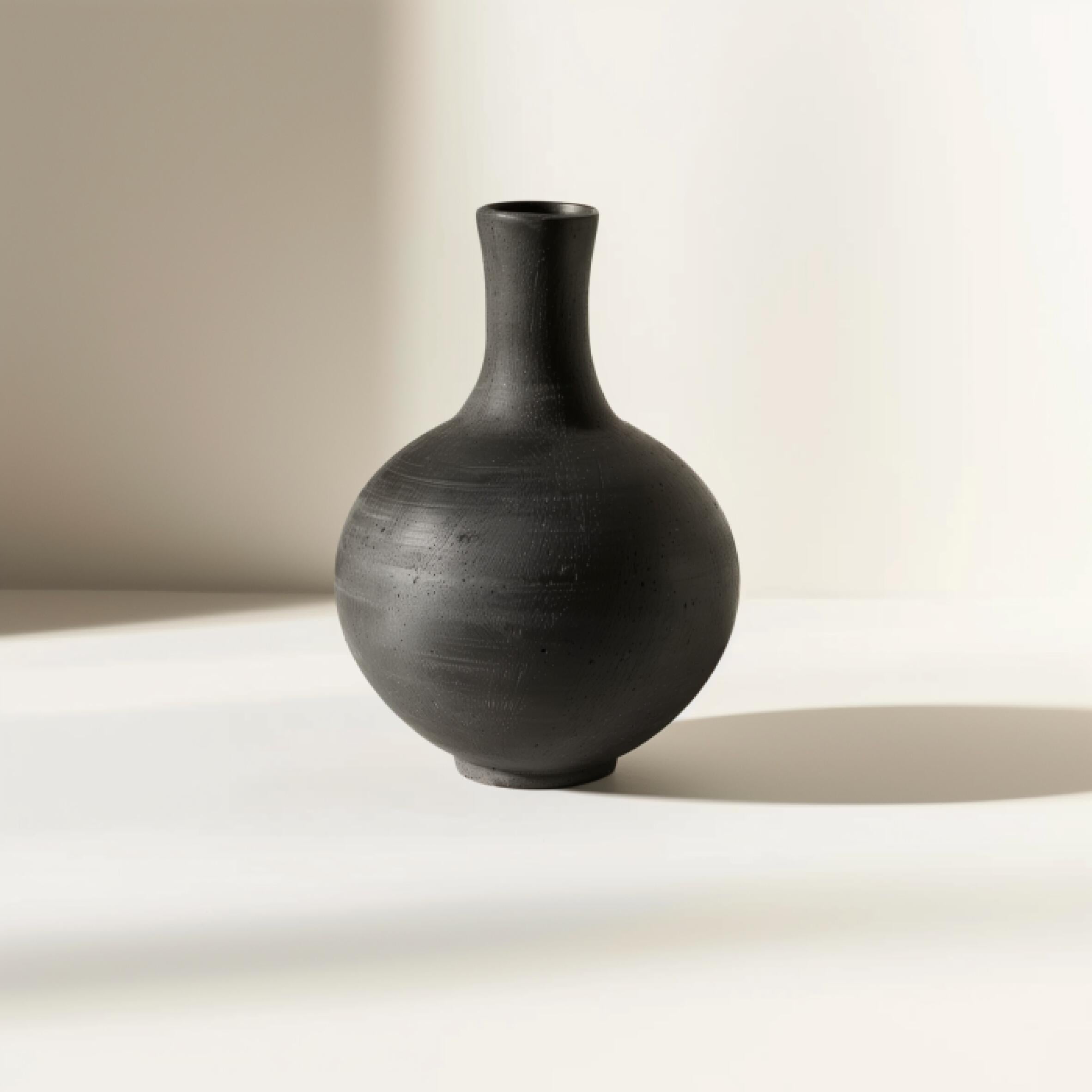 Ceramic Narrow Neck Vase | Matte Black